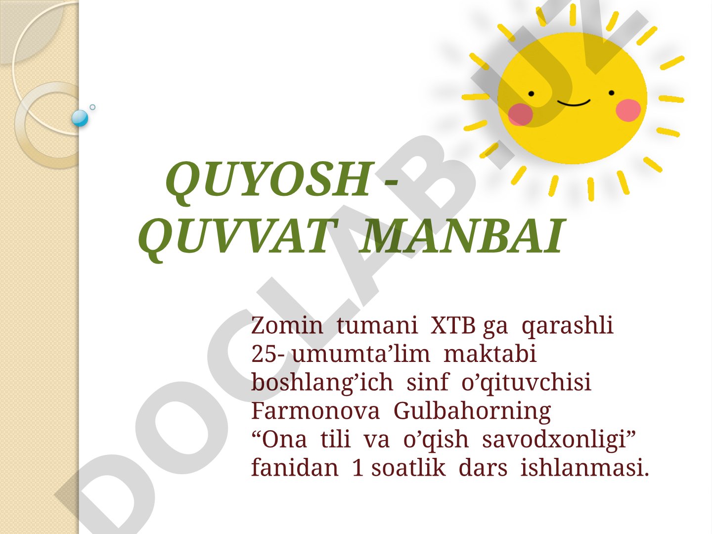 Quyosh - quvvat manbai