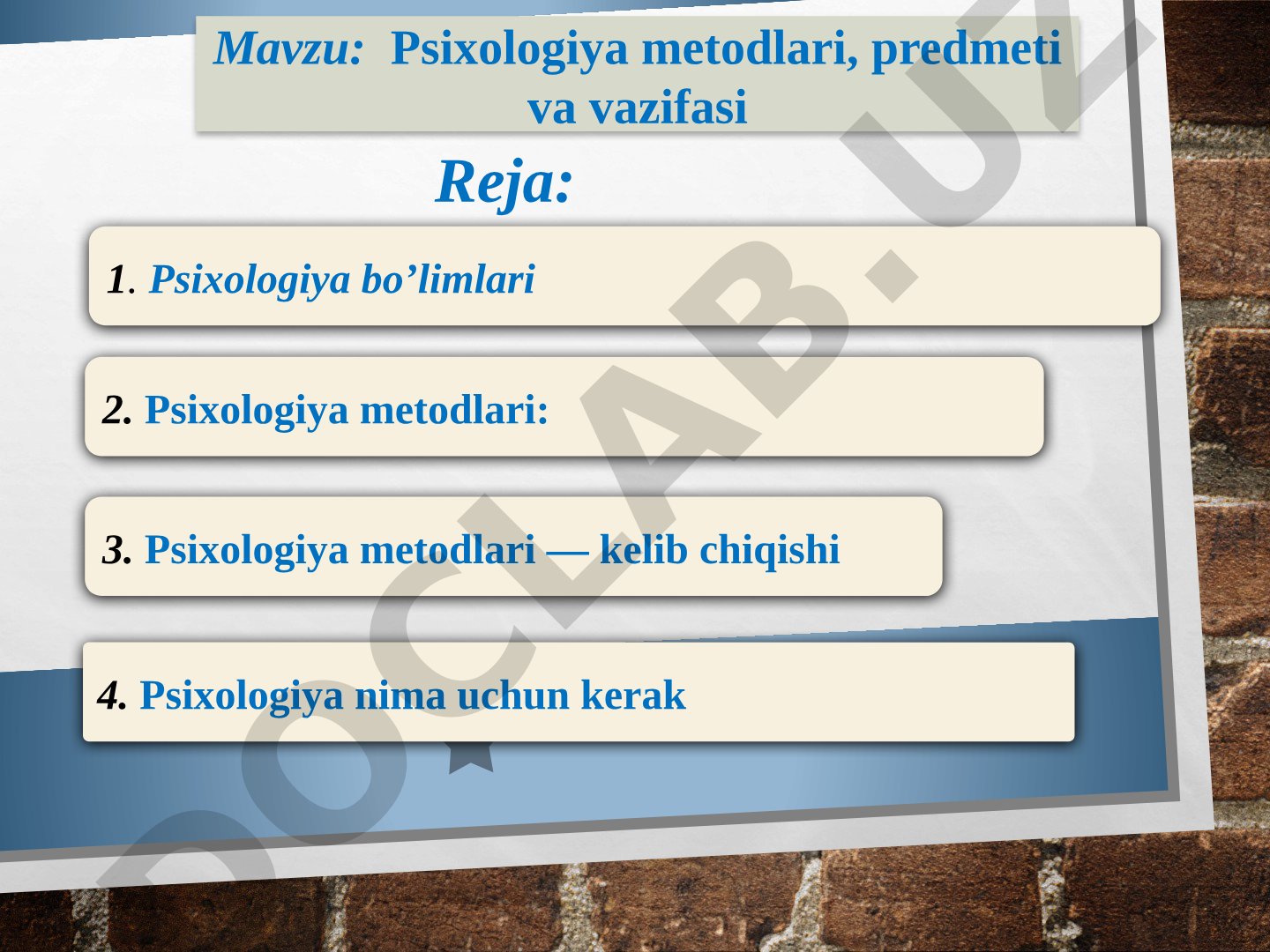 Psixologiya metodlari, predmeti va vazifasi