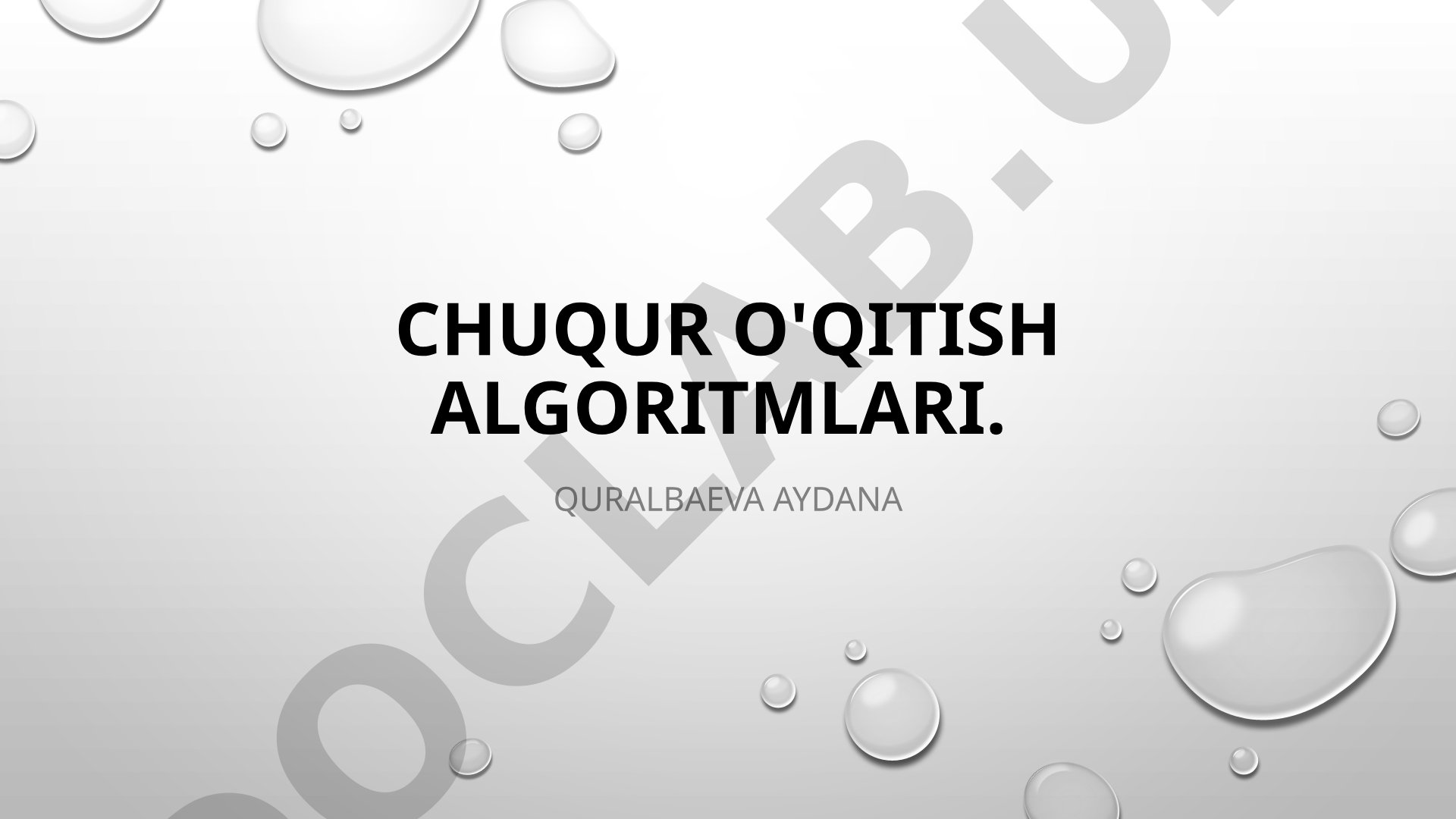 Chuqur o'qitish algoritmlari