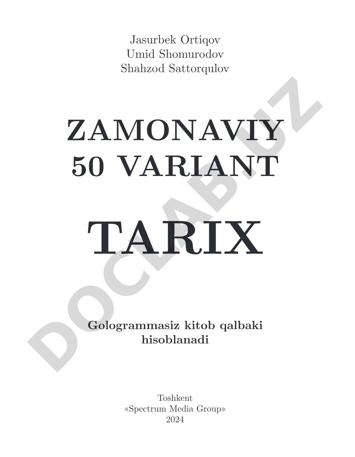 ZAMONAVIY 50 VARIANT TARIX
