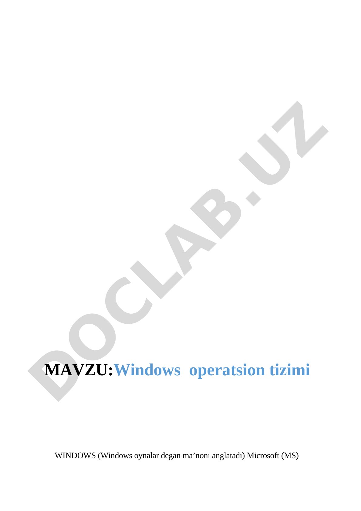 Windows operatsion tizimi