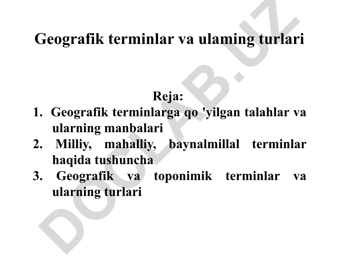 Geografik terminlar va ulaming turlari