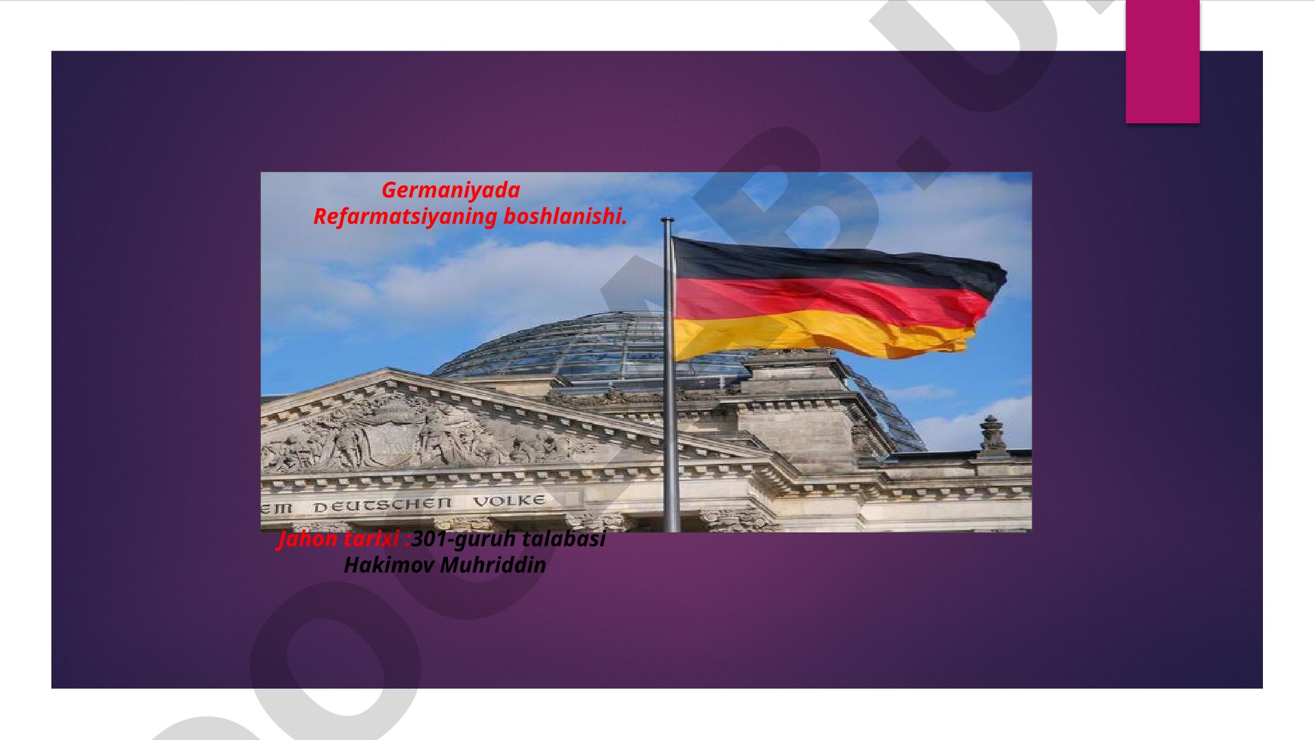 Germaniyada Refarmatsiyaning boshlanishi