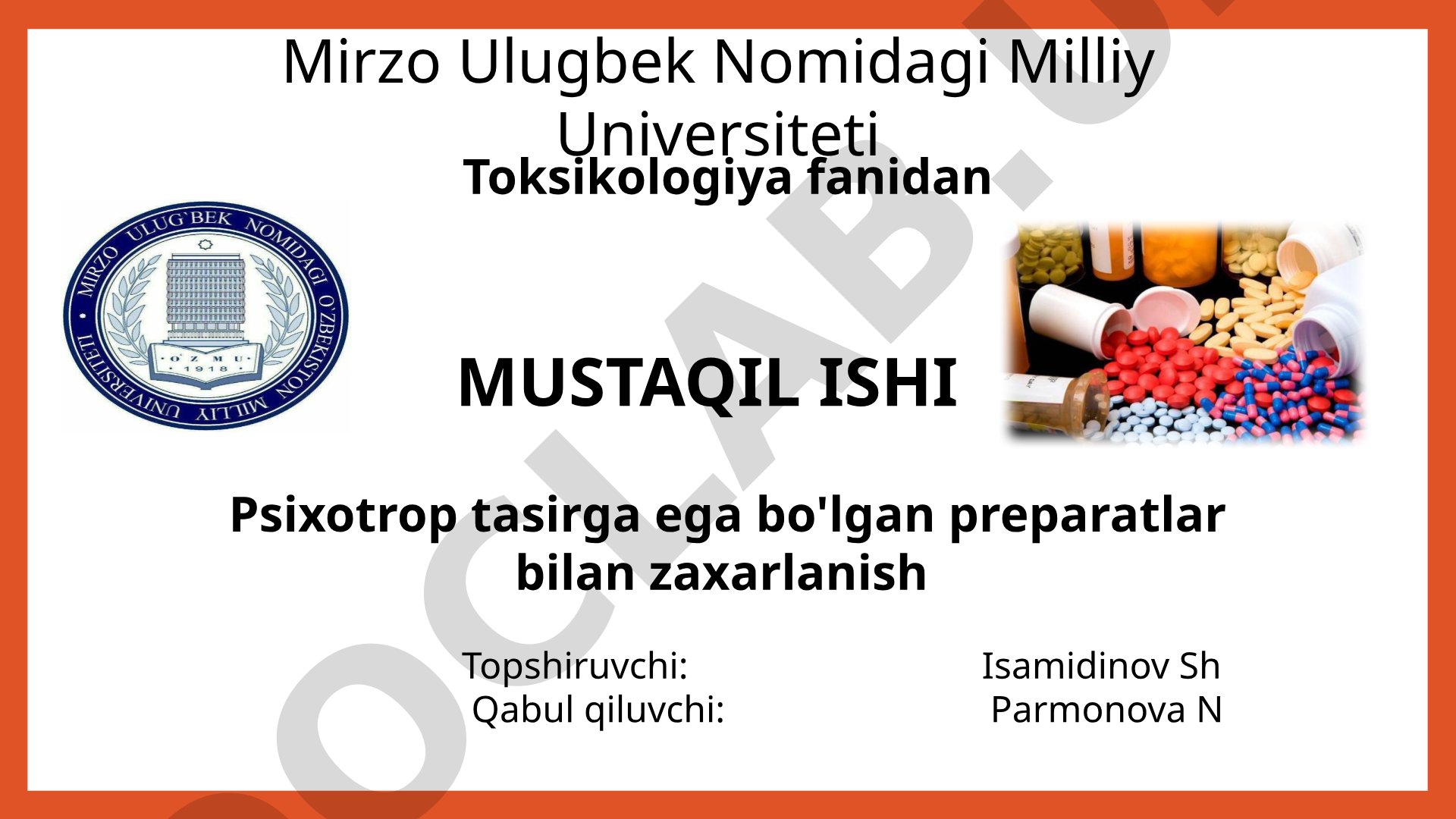 Psixotrop ta'sirga ega bo'lgan preparatlar bilan zaharlanish