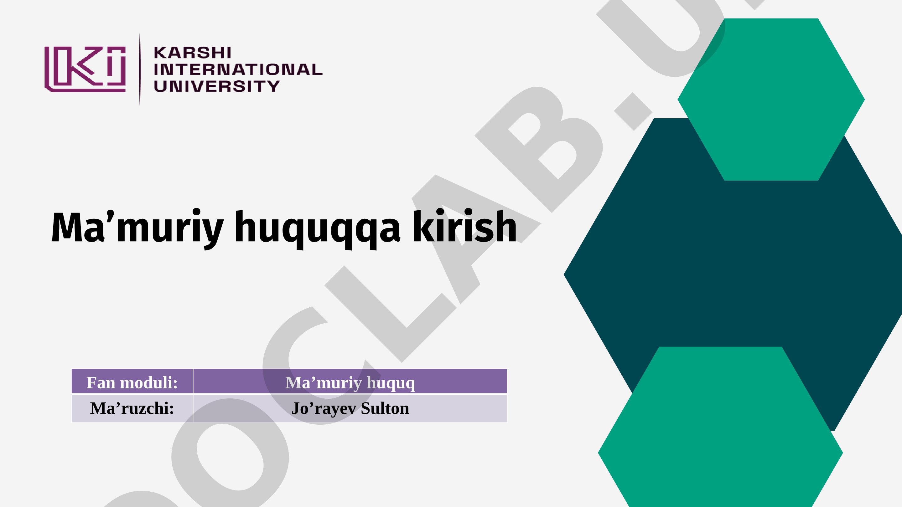 Ma'muriy huquqqa kirish