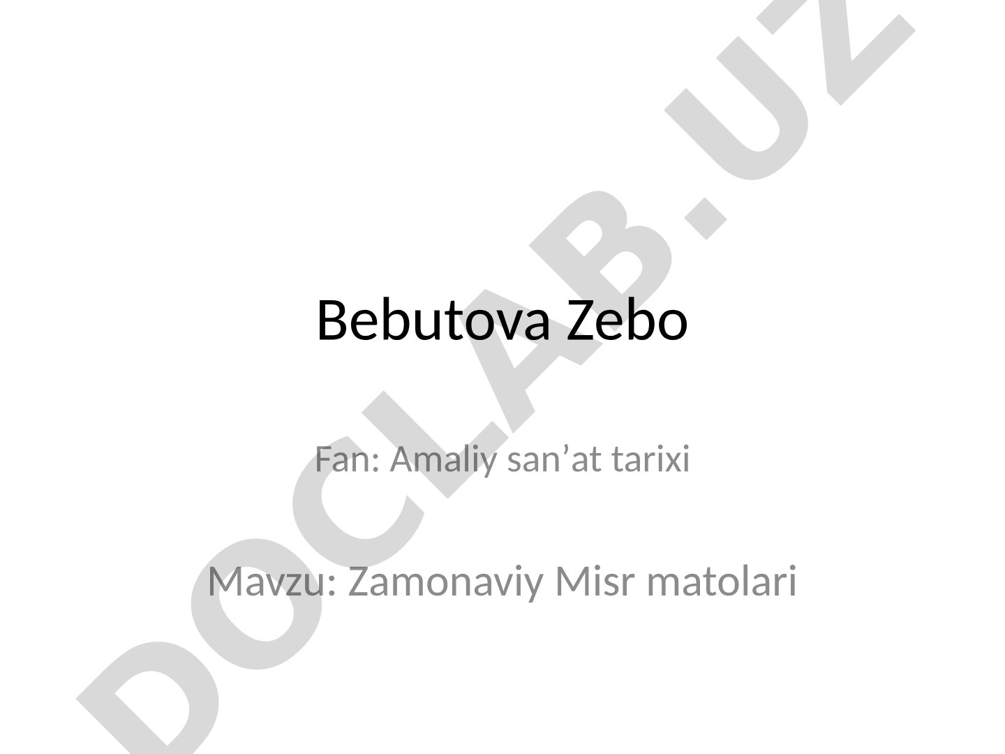 Zamonaviy Misr matolari