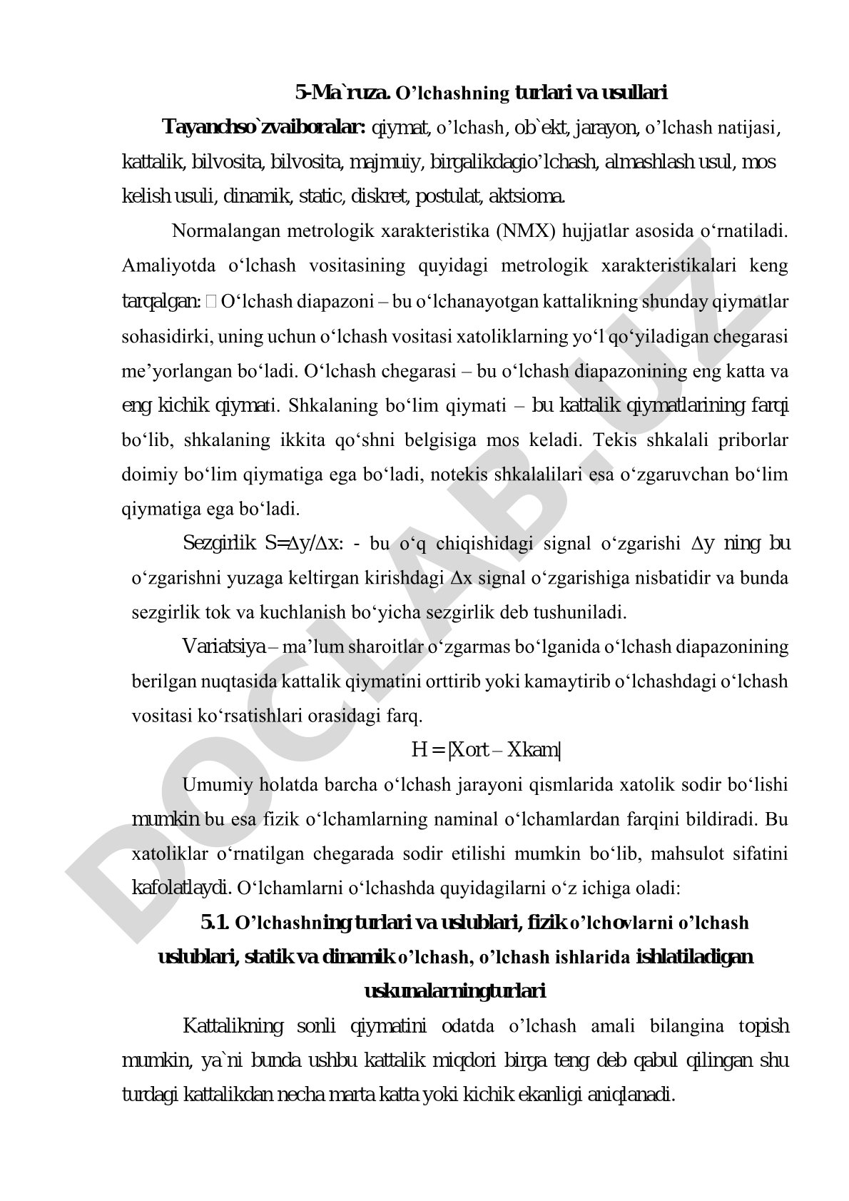 O’lchashning turlari va usullari