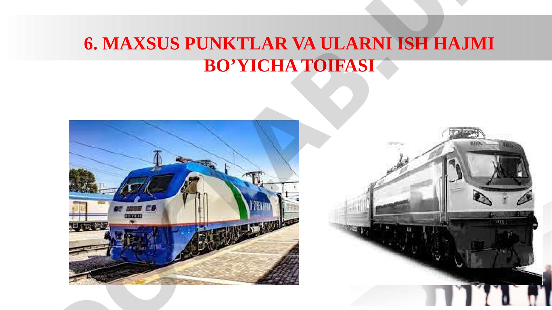 6. Maxsus punktlar va ularni ish hajmi bo’yicha toifasi
