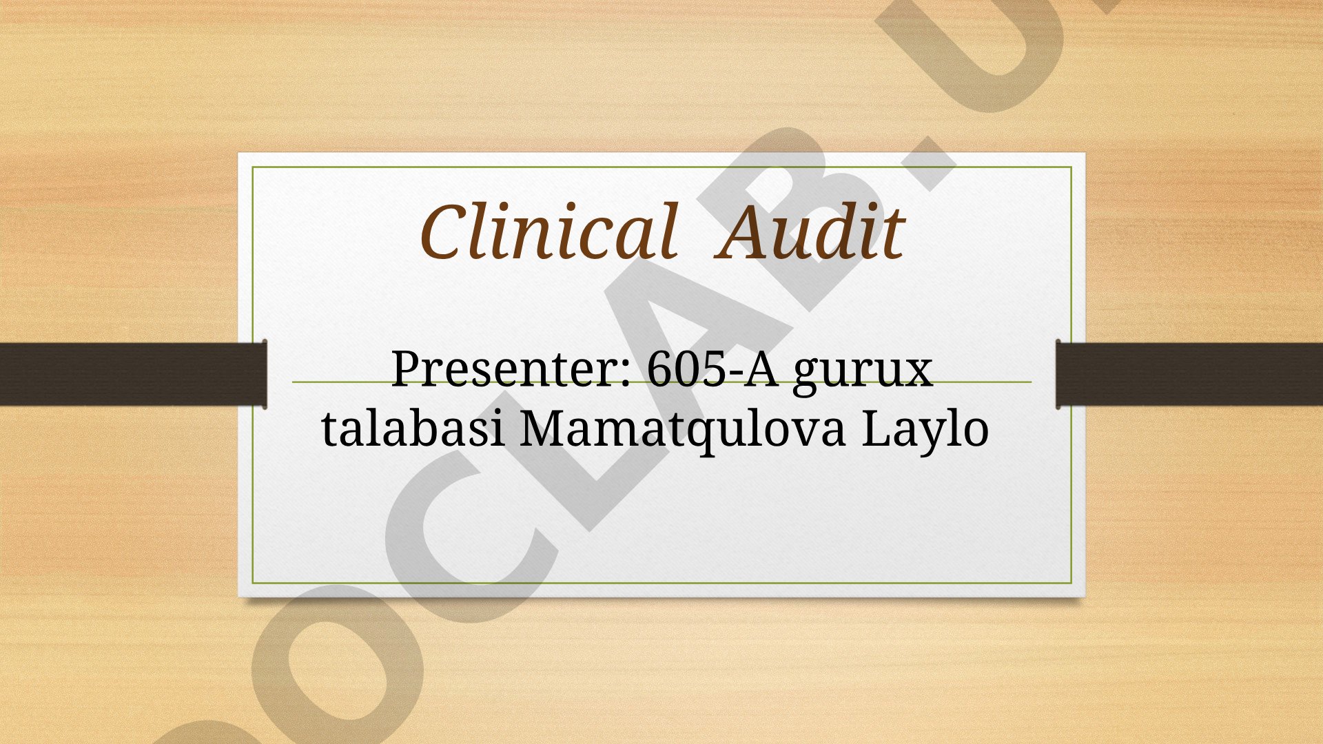 Nafas olish kasalliklari bilan bemorning klinik auditi