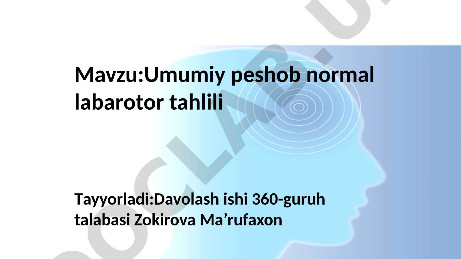 Umumiy peshob normal laborator tahlili