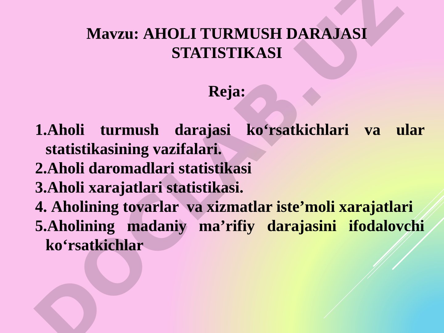 Aholi turmush darajasi statistikasi