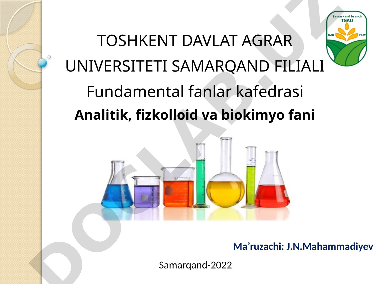 Miqdoriy va hajmiy tahlil usullari. Eritmalar konsentratsiyasini ifodalash usullari