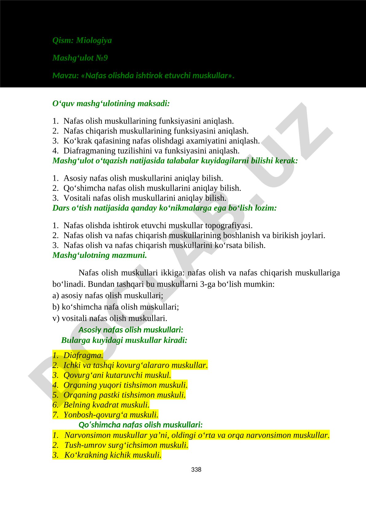 Nafas olishda ishtirok etuvchi muskullar