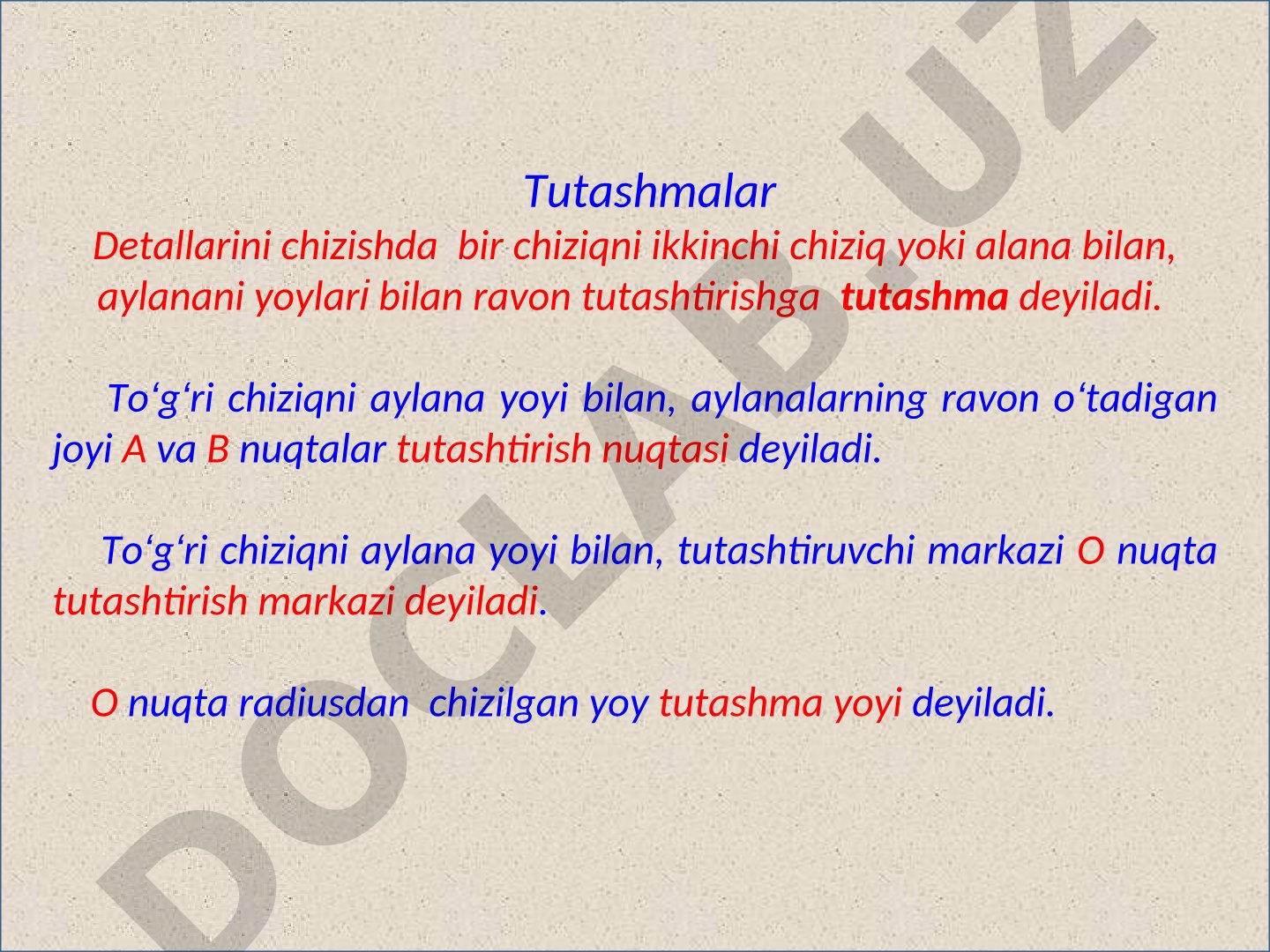 Tutashmalar detallarini chizish