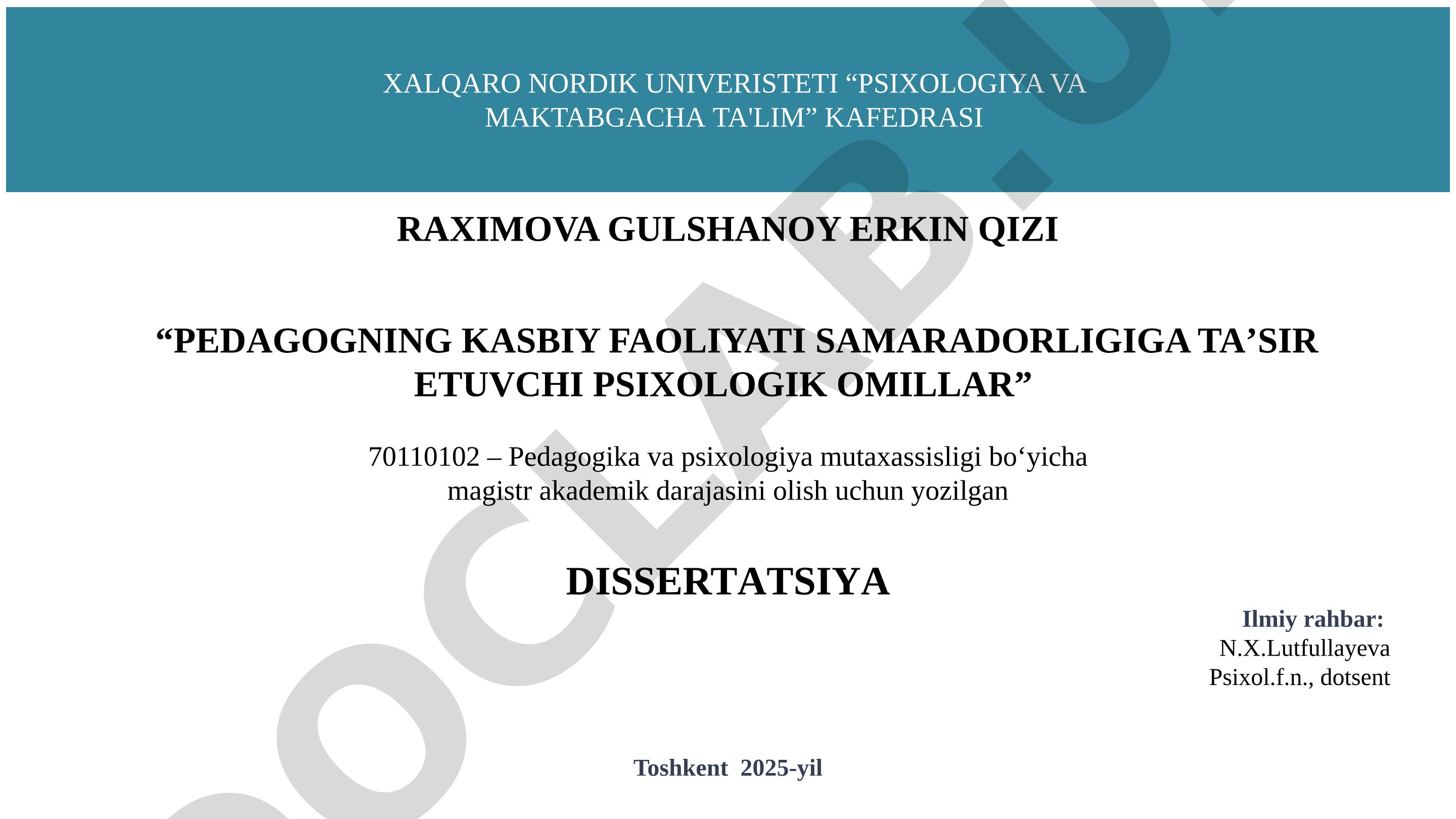 Pedagogning kasbiy faoliyati samaradorligiga taʼsir etuvchi psixologik omillar