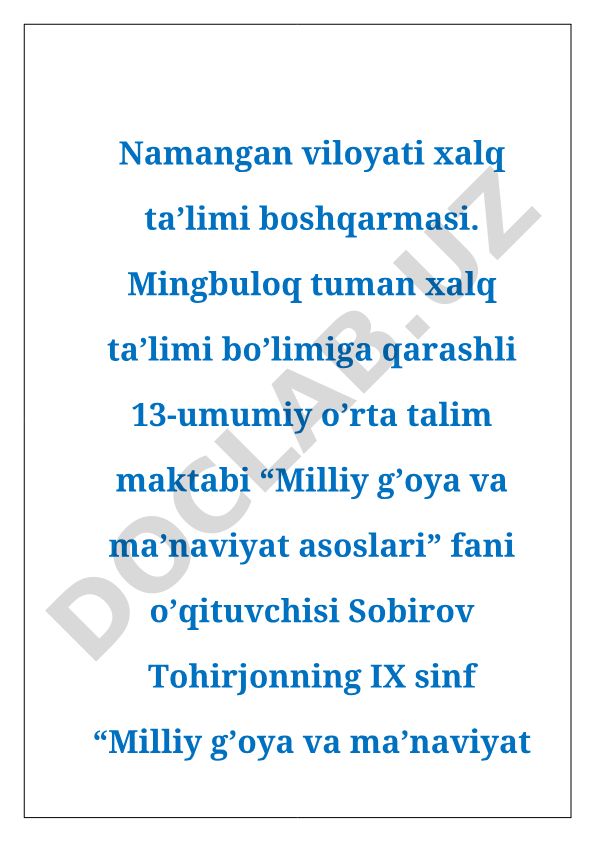 MILLIY QADRIYATLAR MASKANI