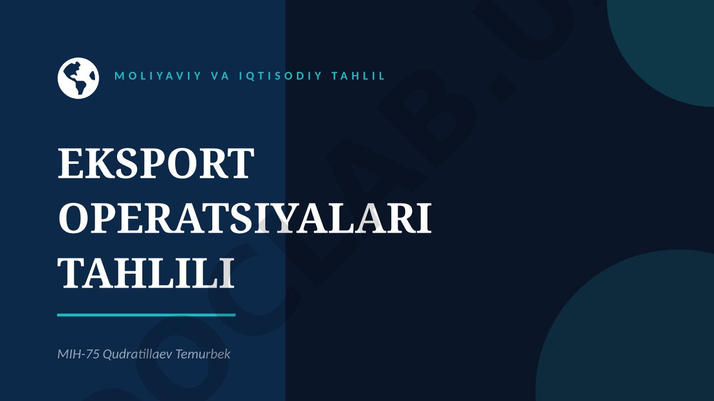 Moliyaviy va iqtisodiy tahlil eksport operatsiyalari tahlili