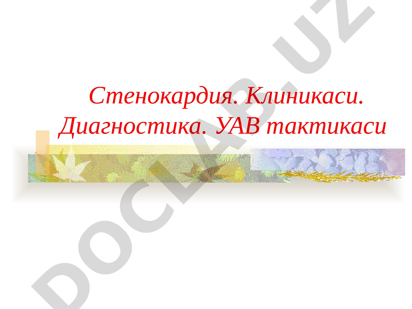 Стенокардия клиникаси, диагностикаси ва УАВ тактикаси