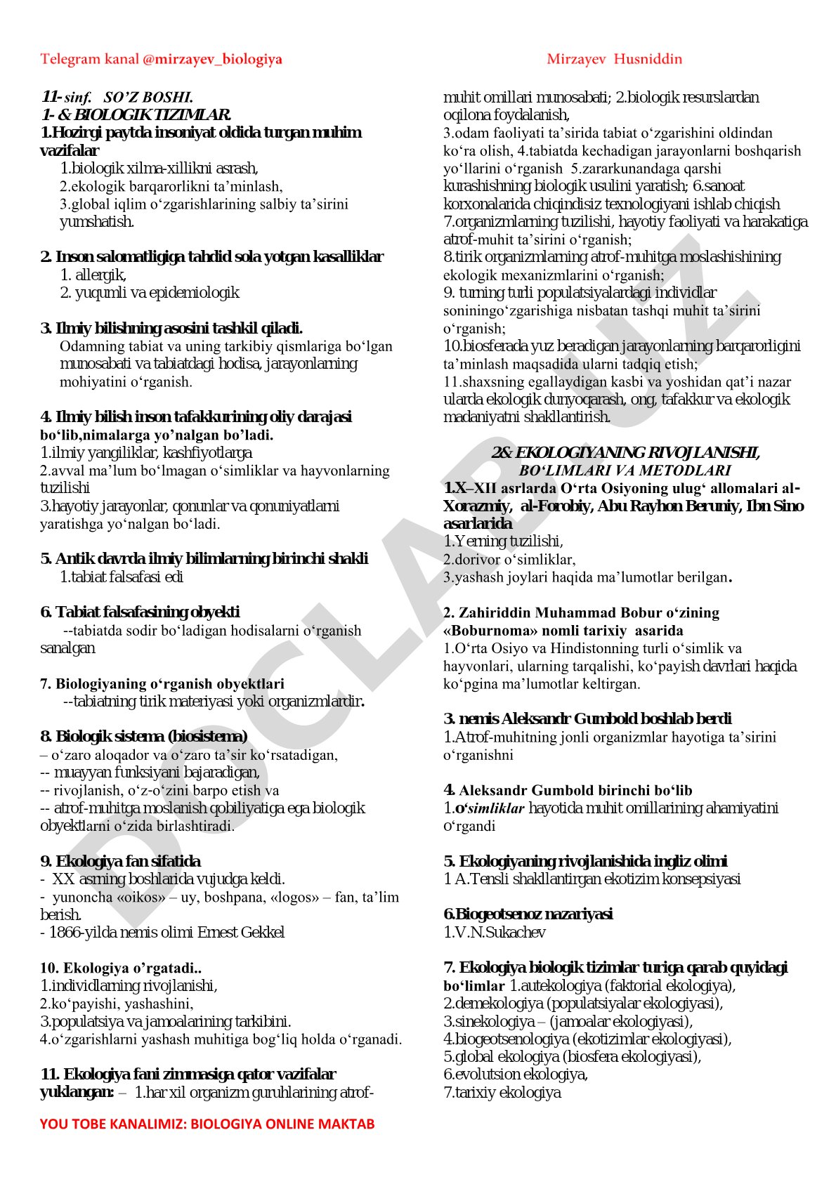 Biologik tizimlar