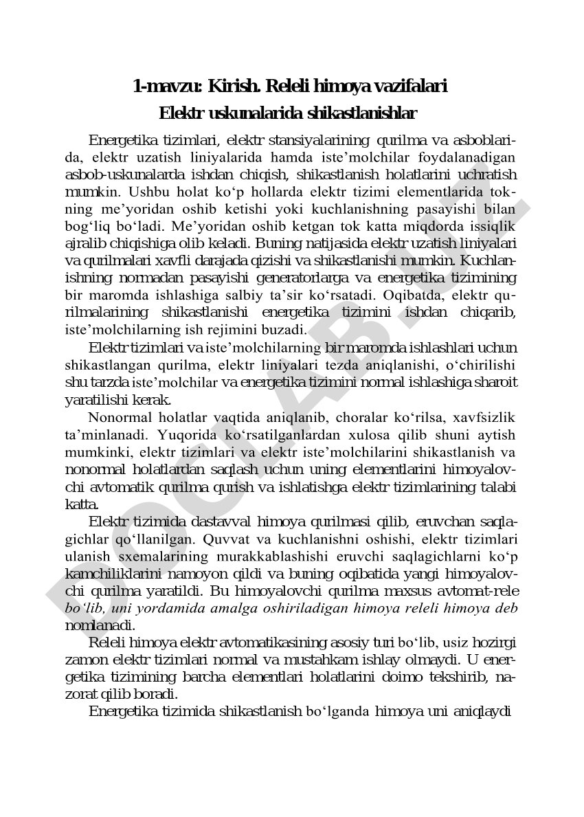 Elektr tizimlarida releli himoya