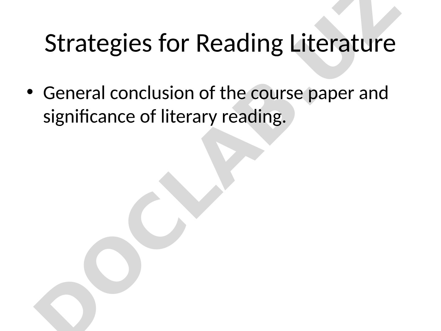 Strategies for Reading Literature