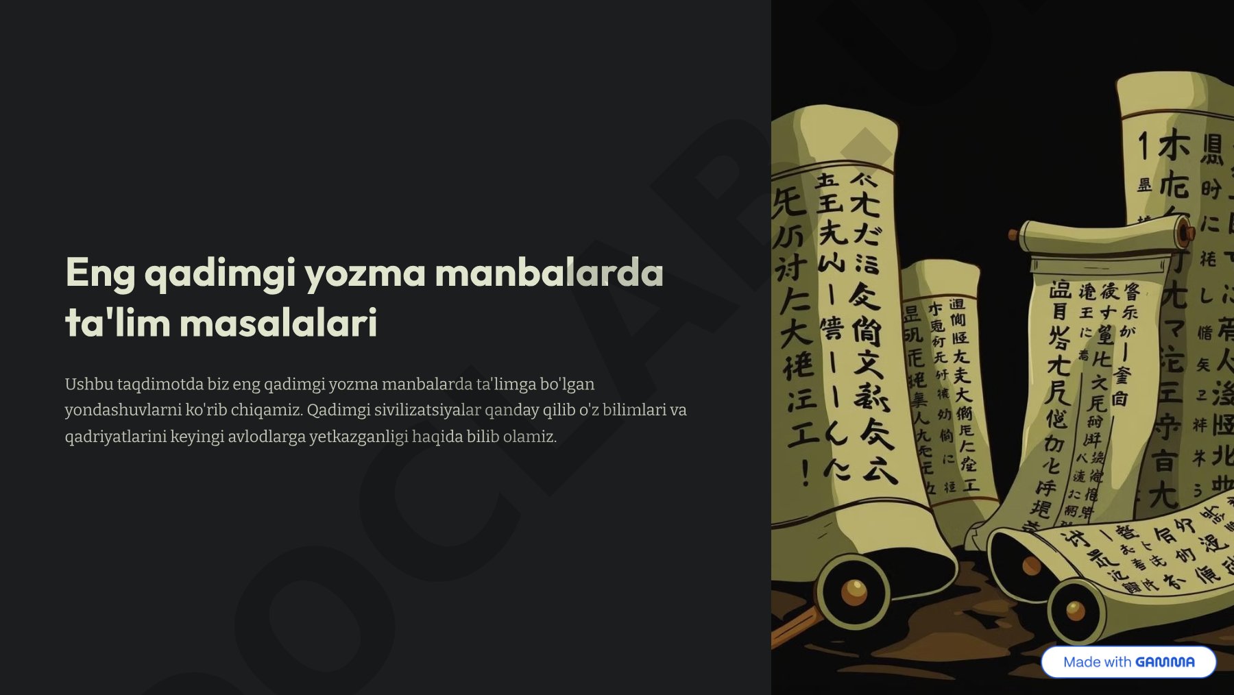 Eng qadimgi yozma manbalarda ta'lim masalalari