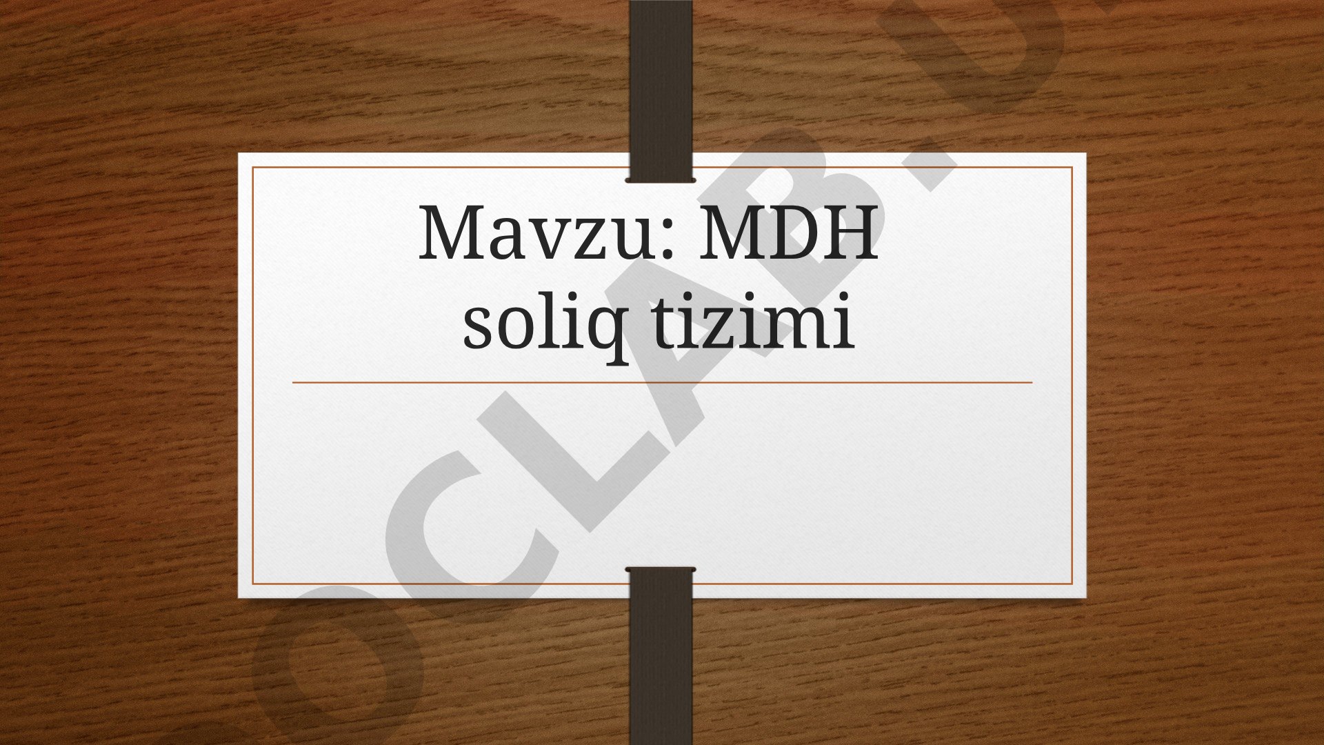 MDH soliq tizimi