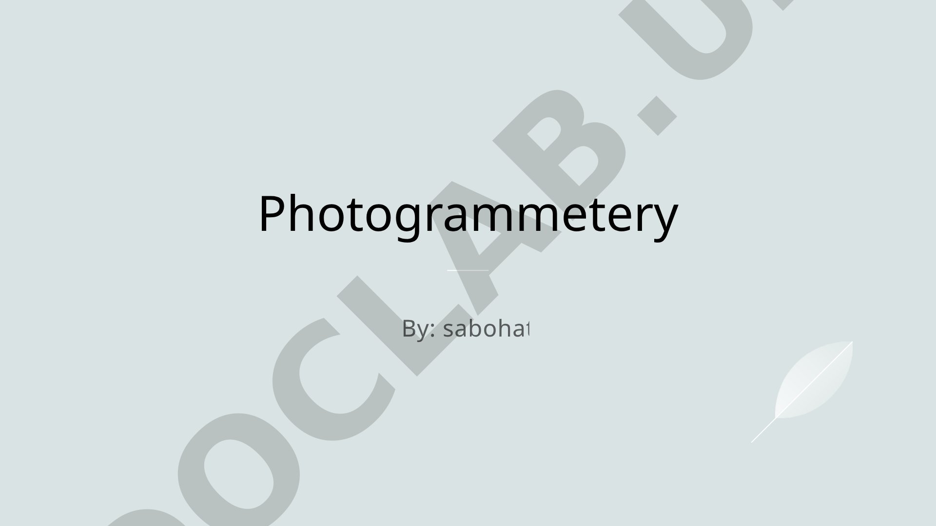 Introduction to Photogrammetry and Its Applications
