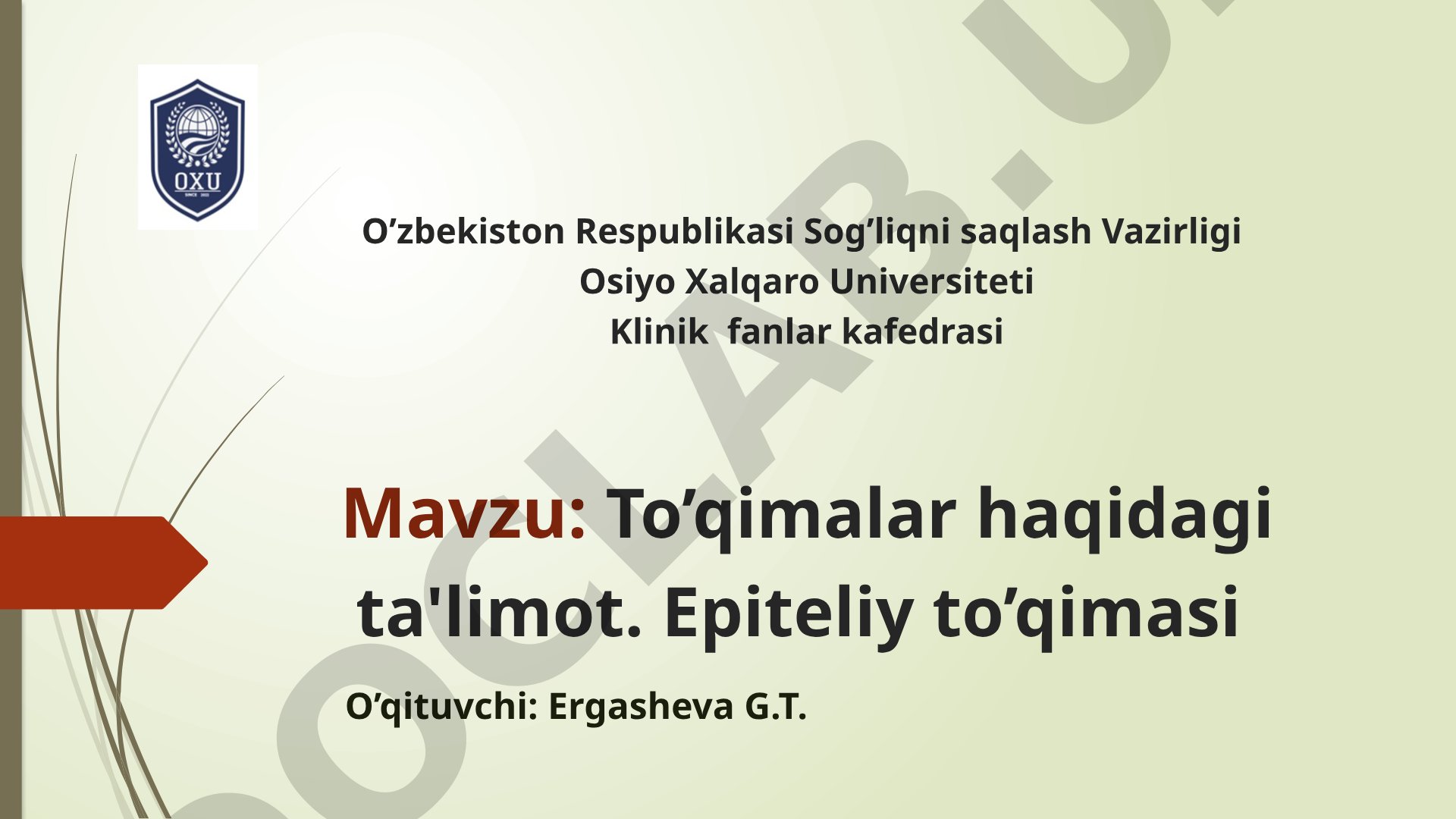 To’qimalar haqidagi ta'limot. Epitеliy to’qimasi