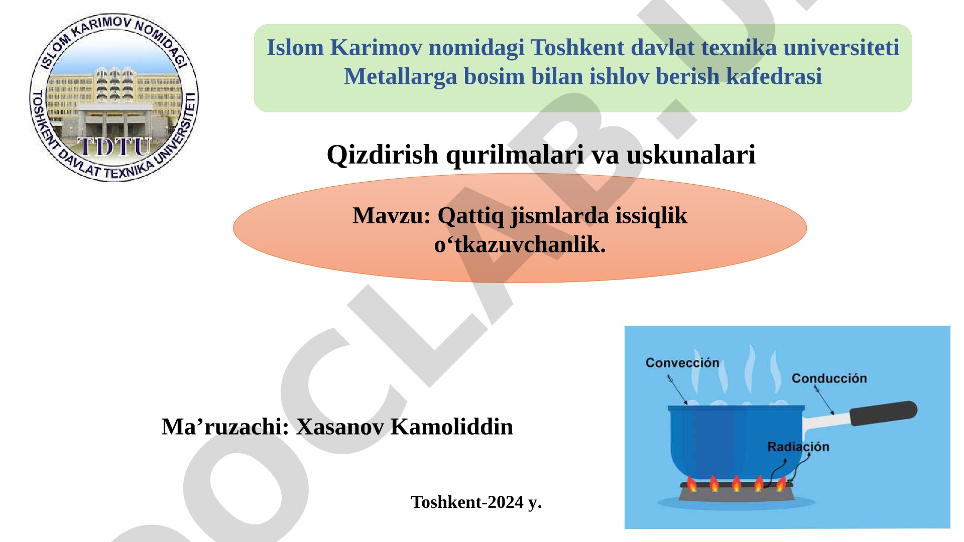 Qattiq jismlarda issiqlik o‘tkazuvchanlik
