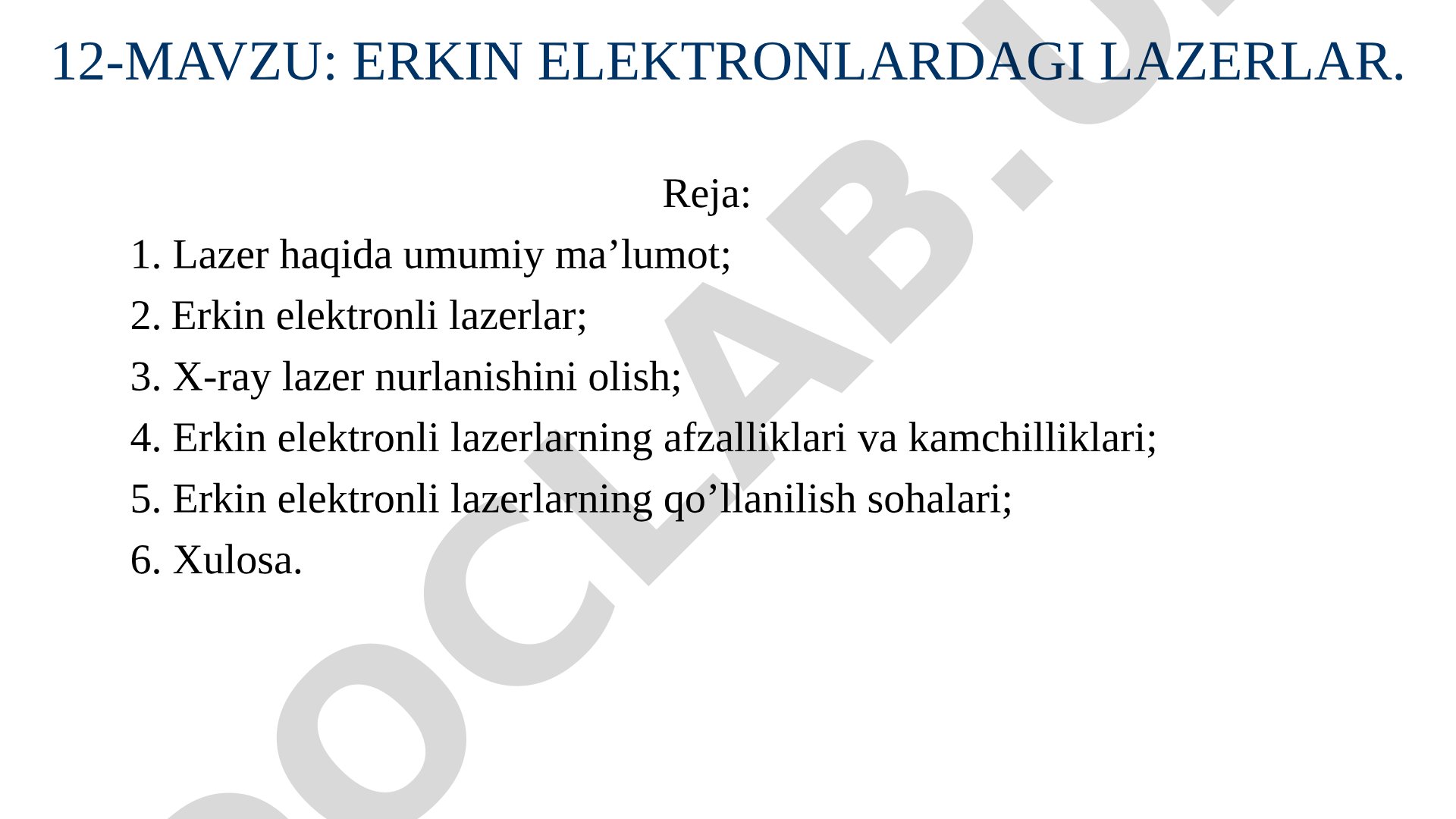 Erkin elektronlardagi lazerlar