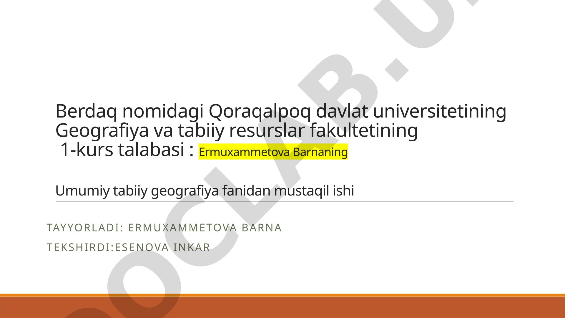 Umumiy tabiiy geografiya faniga kirish