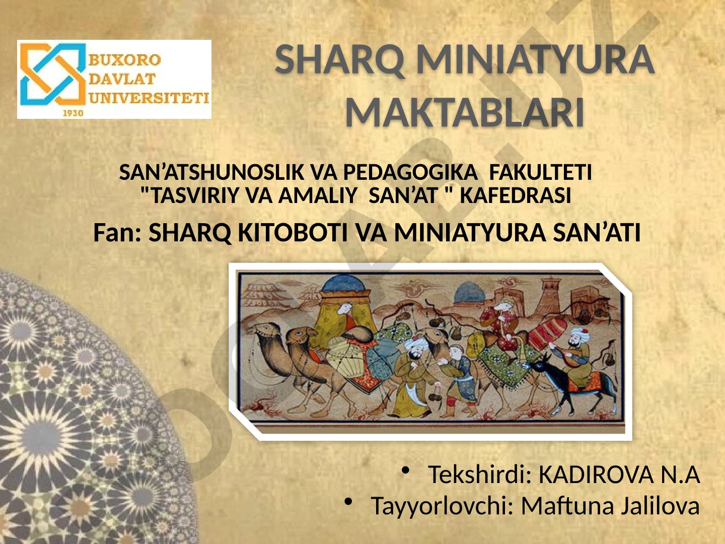 Sharq miniatyura maktablari