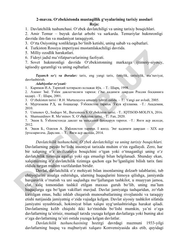 O‘zbekistonda mustaqillik g‘oyalarining tarixiy asoslari