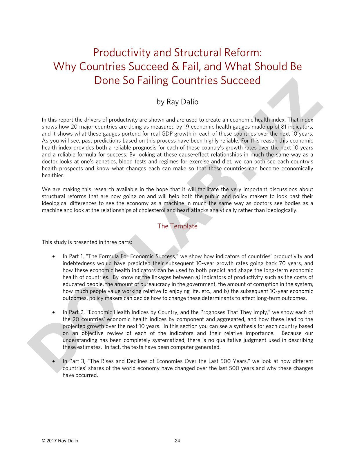 Productivity and Structural Reform: Why Countries Succeed & Fail