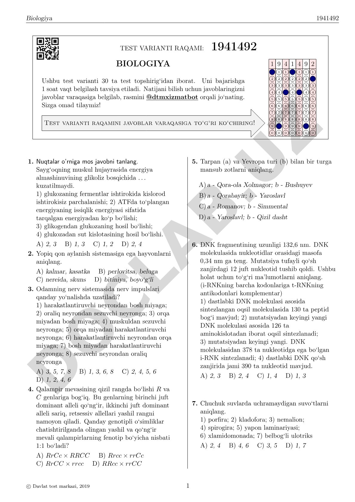 Biologiya test varianti 1941492