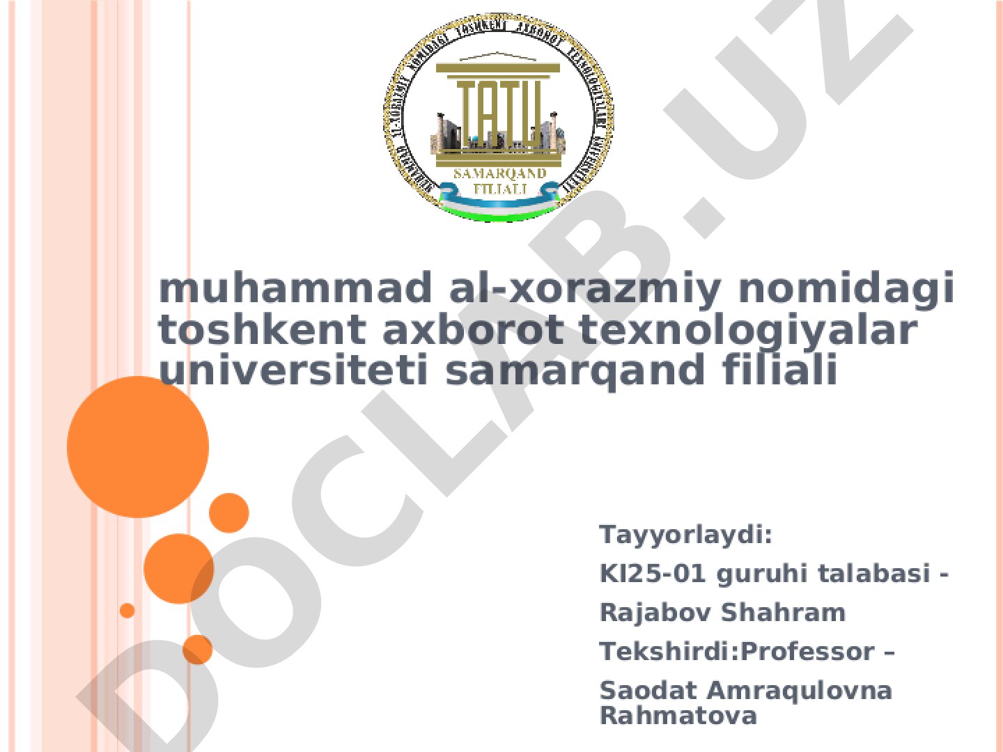 Muhammad al-Xorazmiy nomidagi Toshkent axborot texnologiyalar niversiteti Samarqand filiali