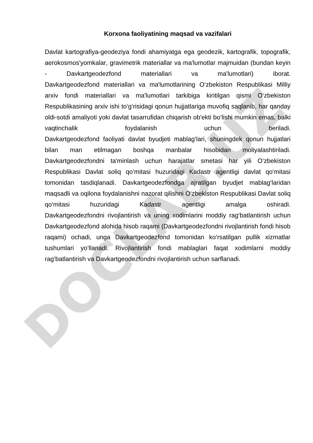Korxona faoliyatining maqsad va vazifalari