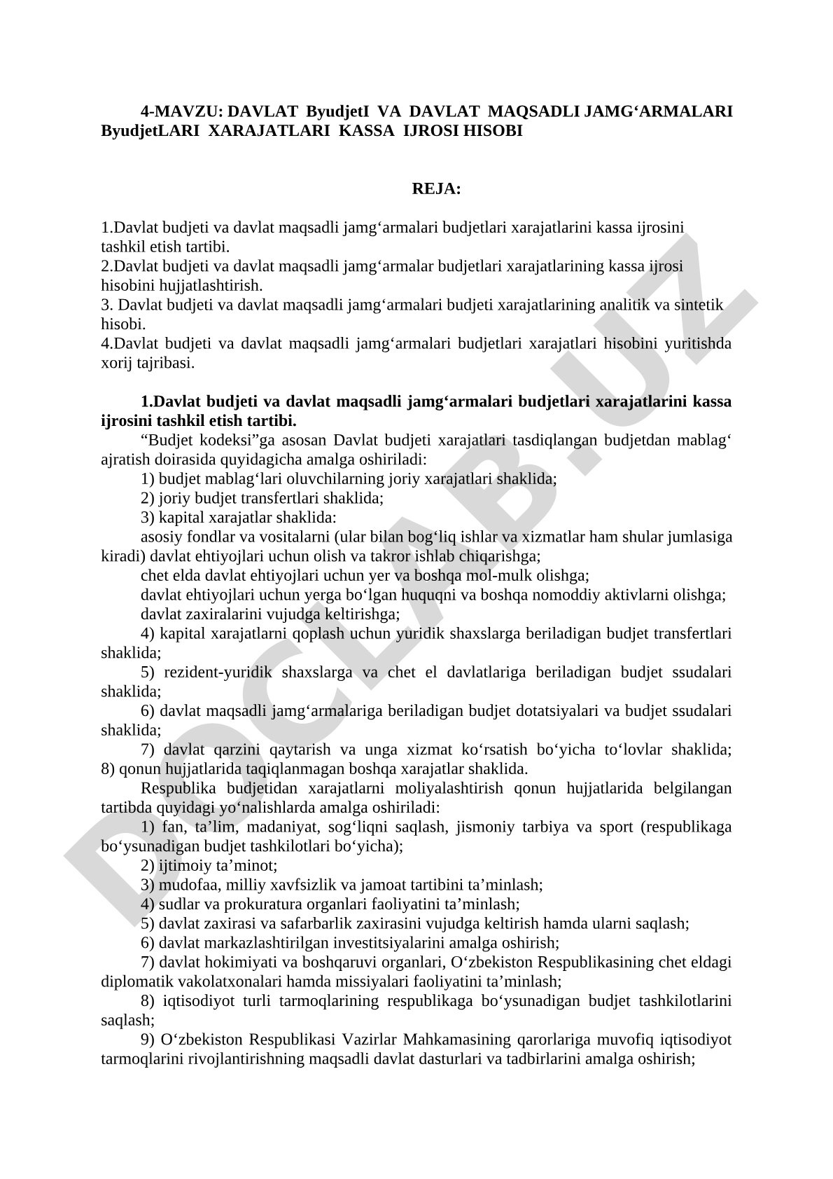 Davlat budjeti va davlat maqsadli jamg'armalari budjetlari xarajatlari kassa ijrosi hisobi