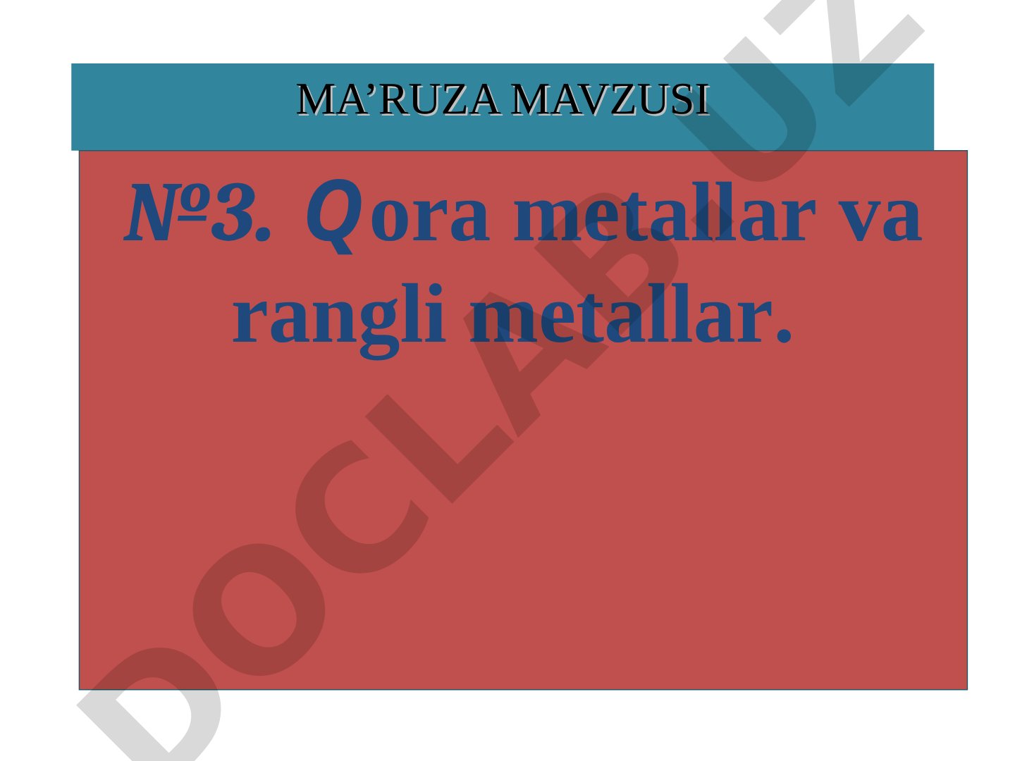 Qora metallar va rangli metallar