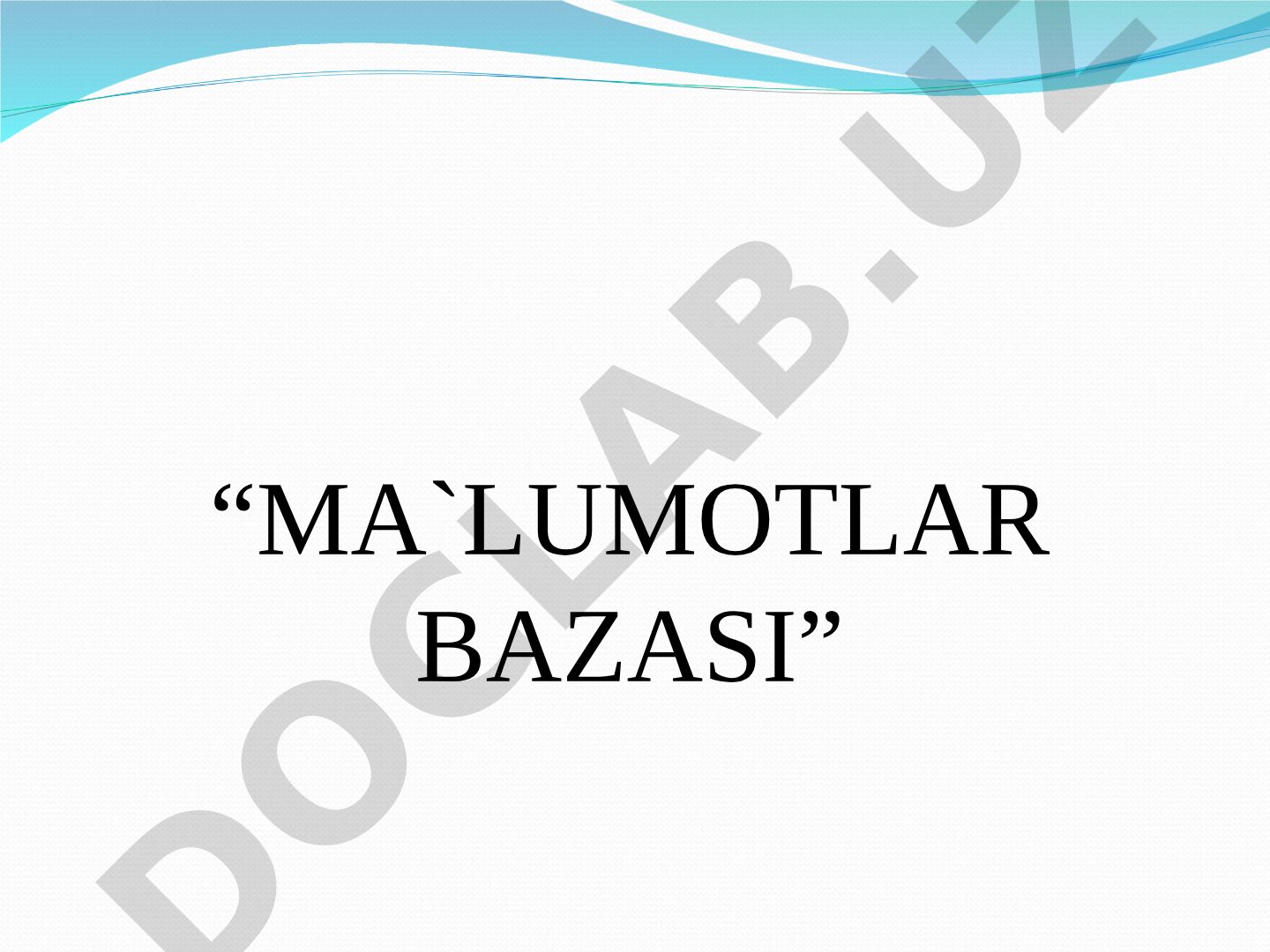 Kirish. Avtomatlashtirilgan axborot tizmlari. Ma`lumotlar bazasiga qo`yiladigan talablar.