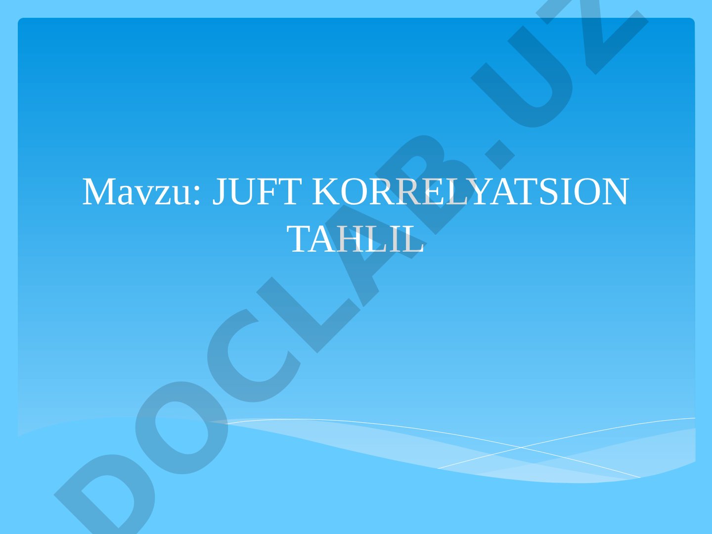JUFT KORRELYATSION TAHLIL