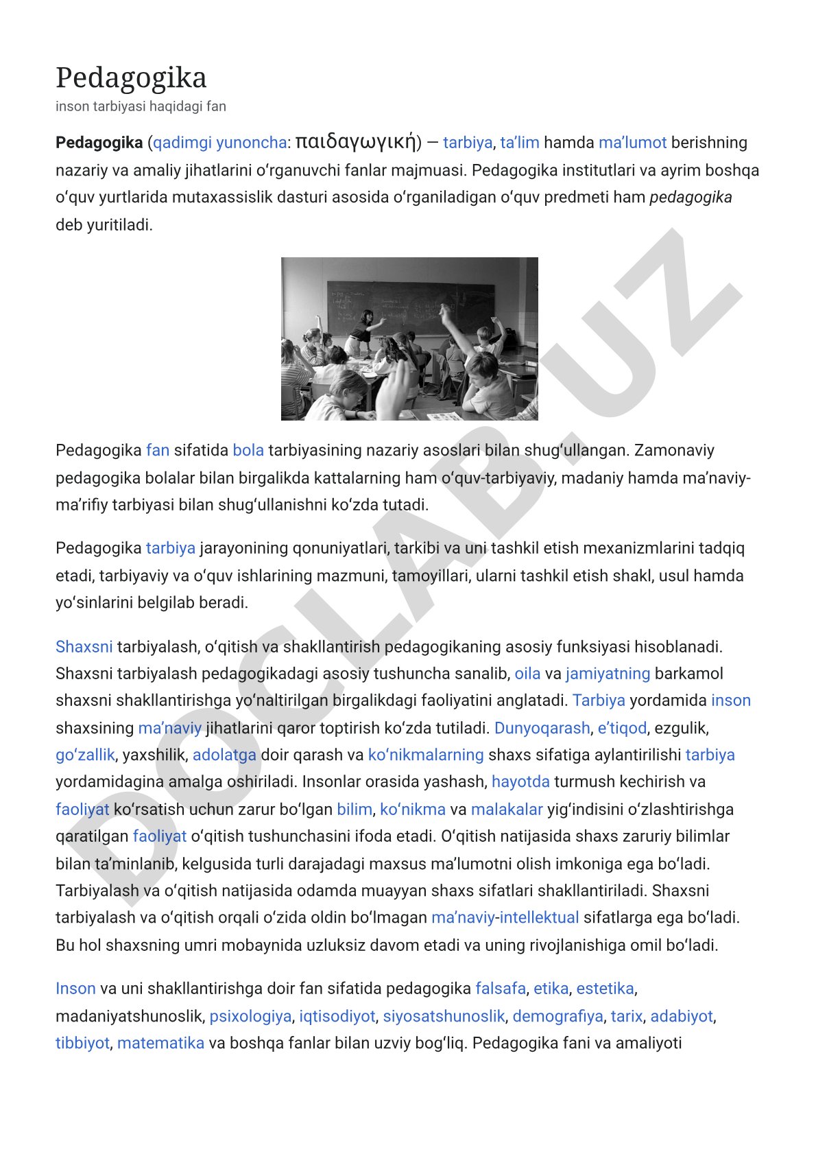Pedagogika inson tarbiyasi haqidagi fan