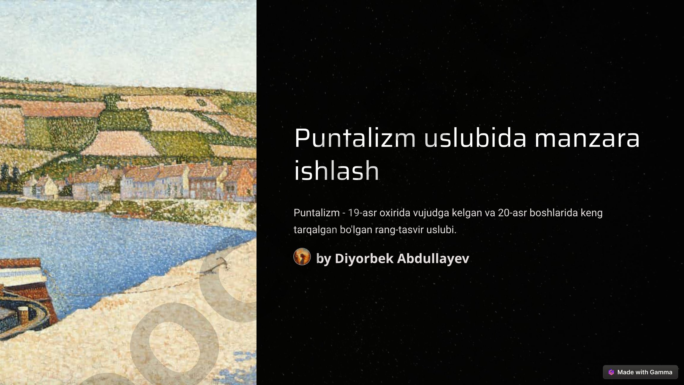 Puntalizm uslubida manzara ishlash