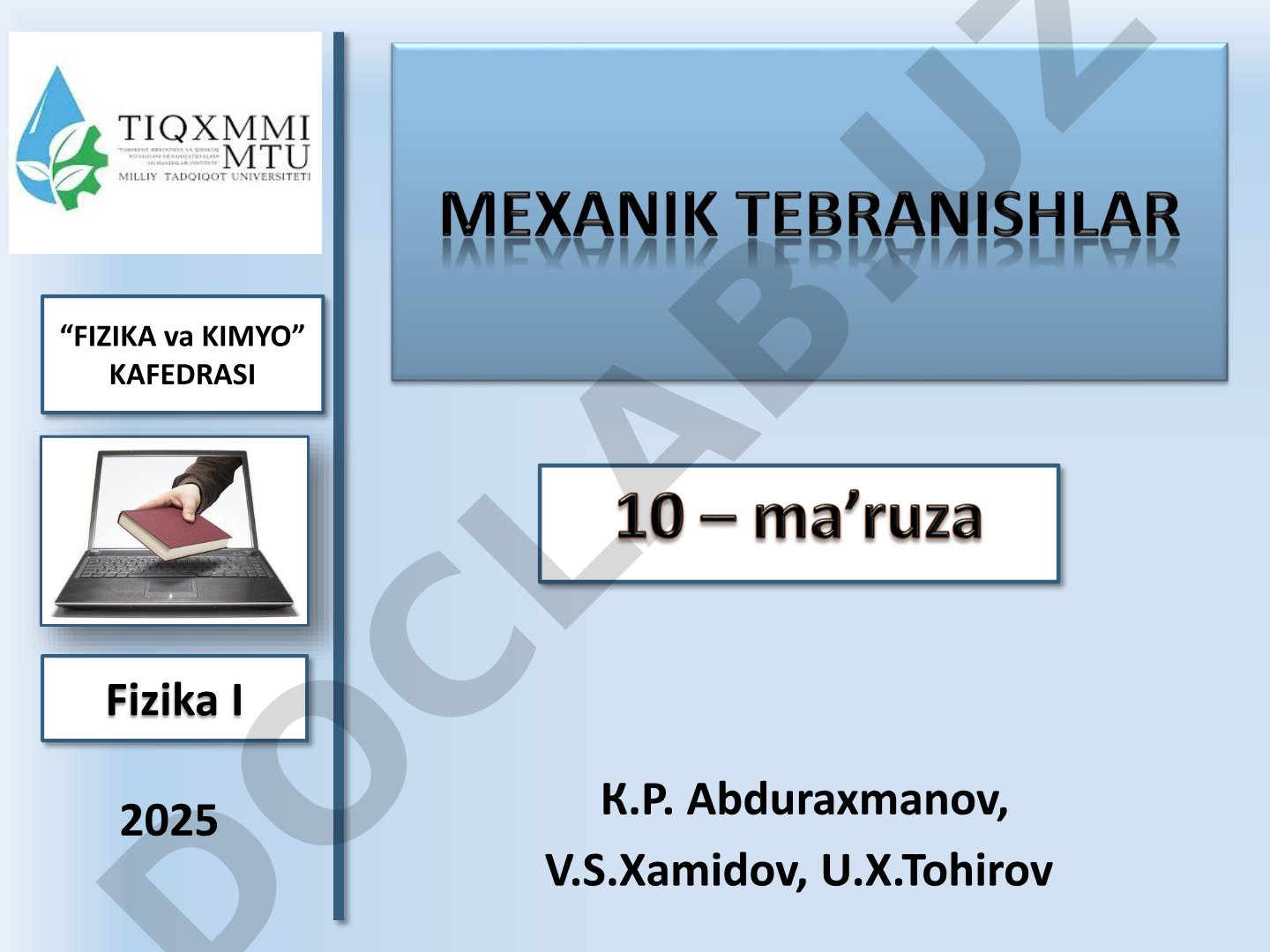 Tebranishlar. Erkin tebranma harakat