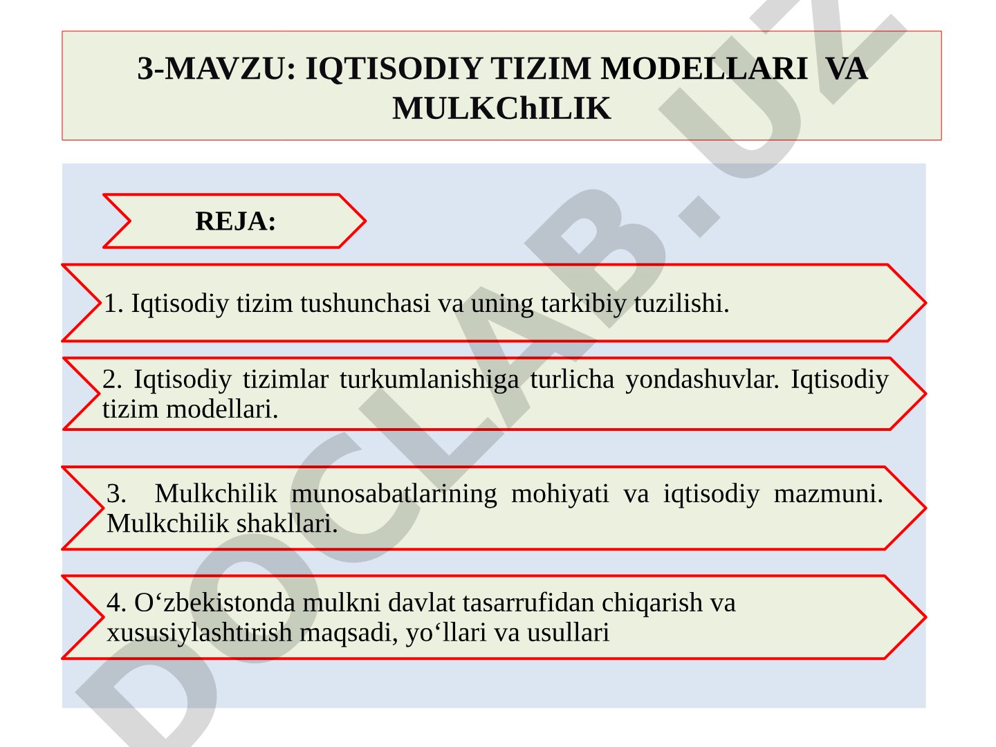 Iqtisodiy tizim modellari va mulkchilik