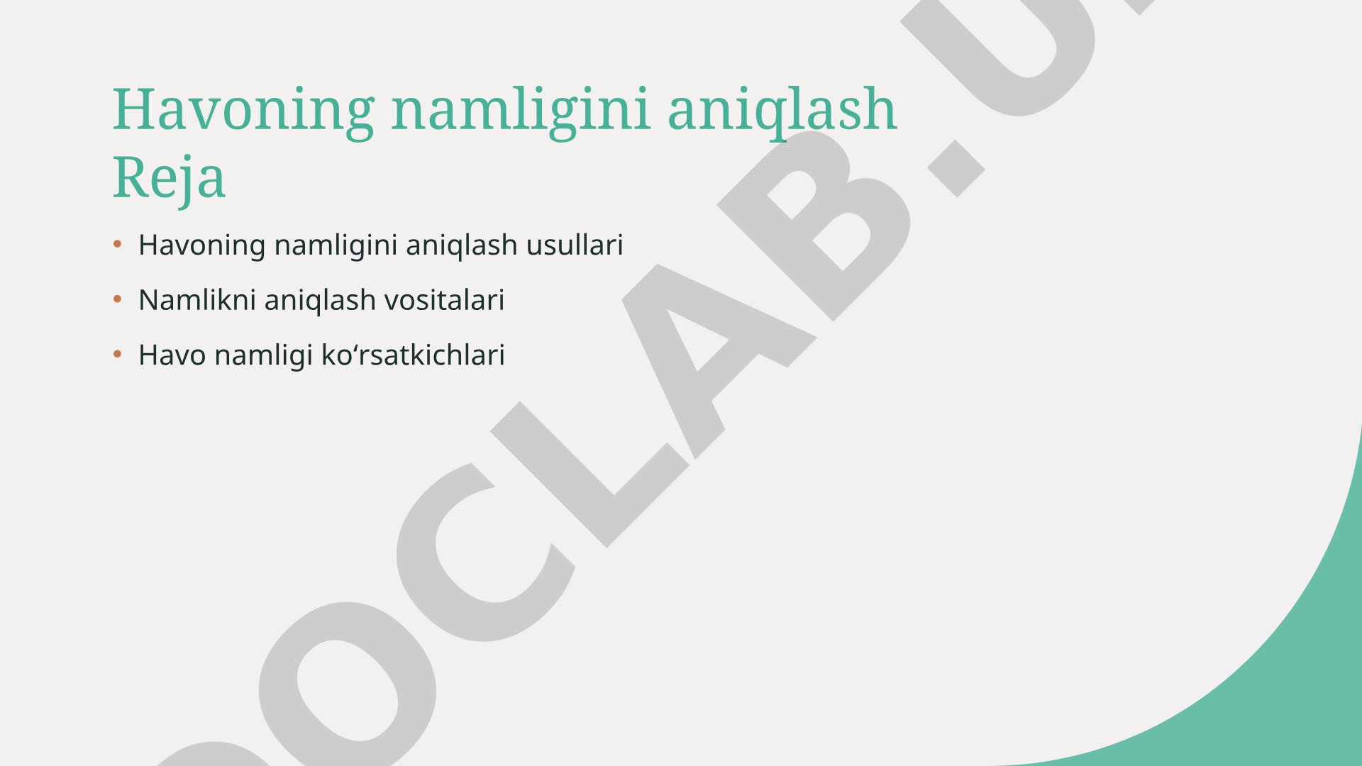 Havoning namligini aniqlash