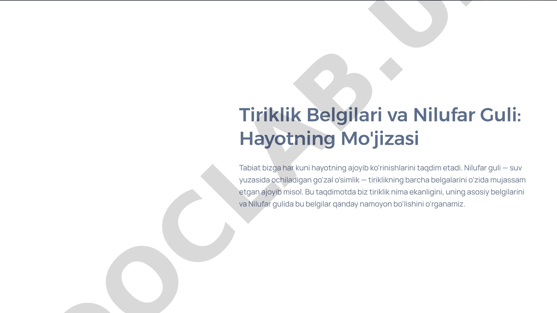 Tiriklik Belgilari va Nilufar Guli: Hayotning Mo'jizasi