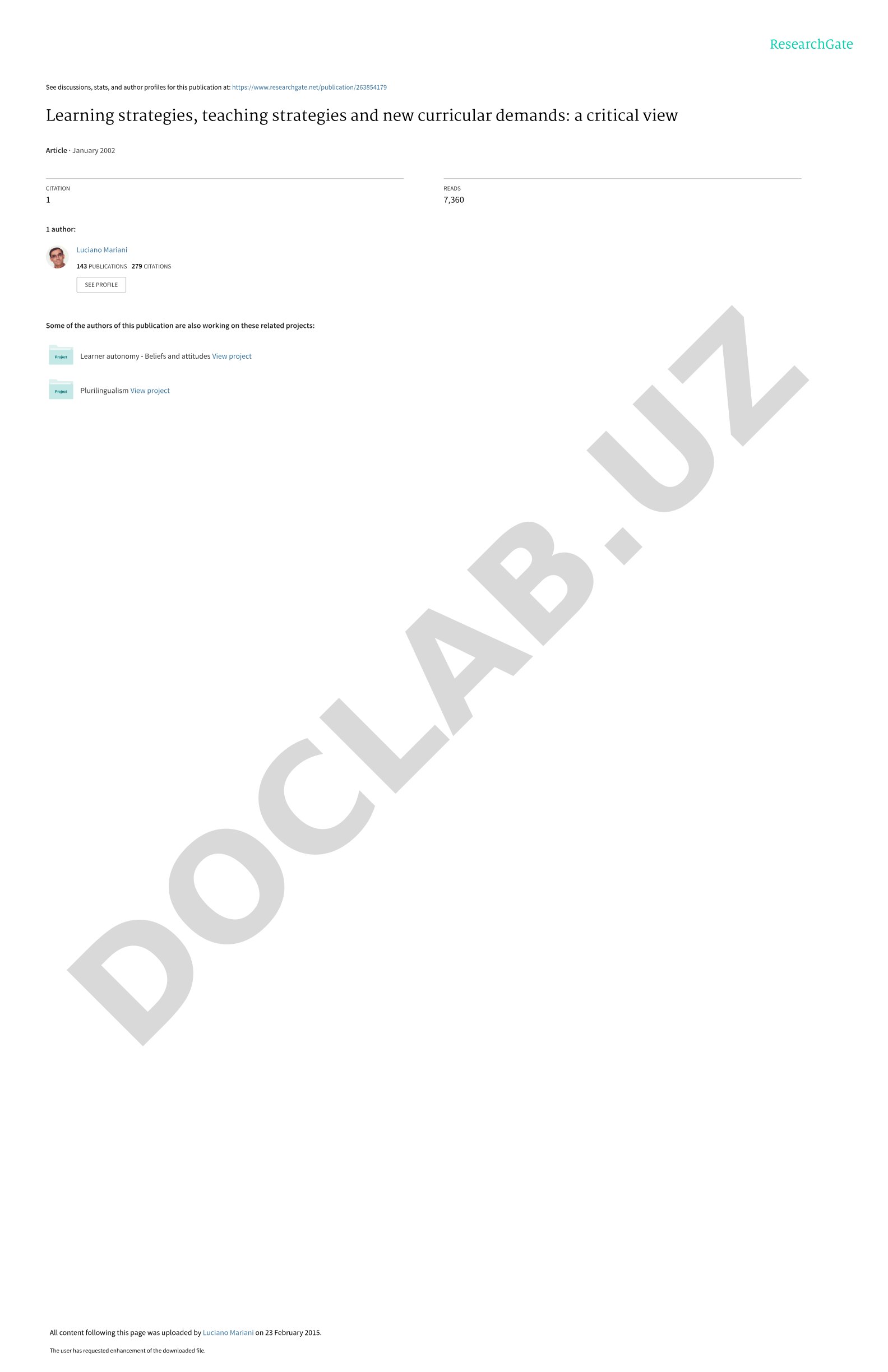 Learning strategies, teaching strategies and new curricular demands: a critical view