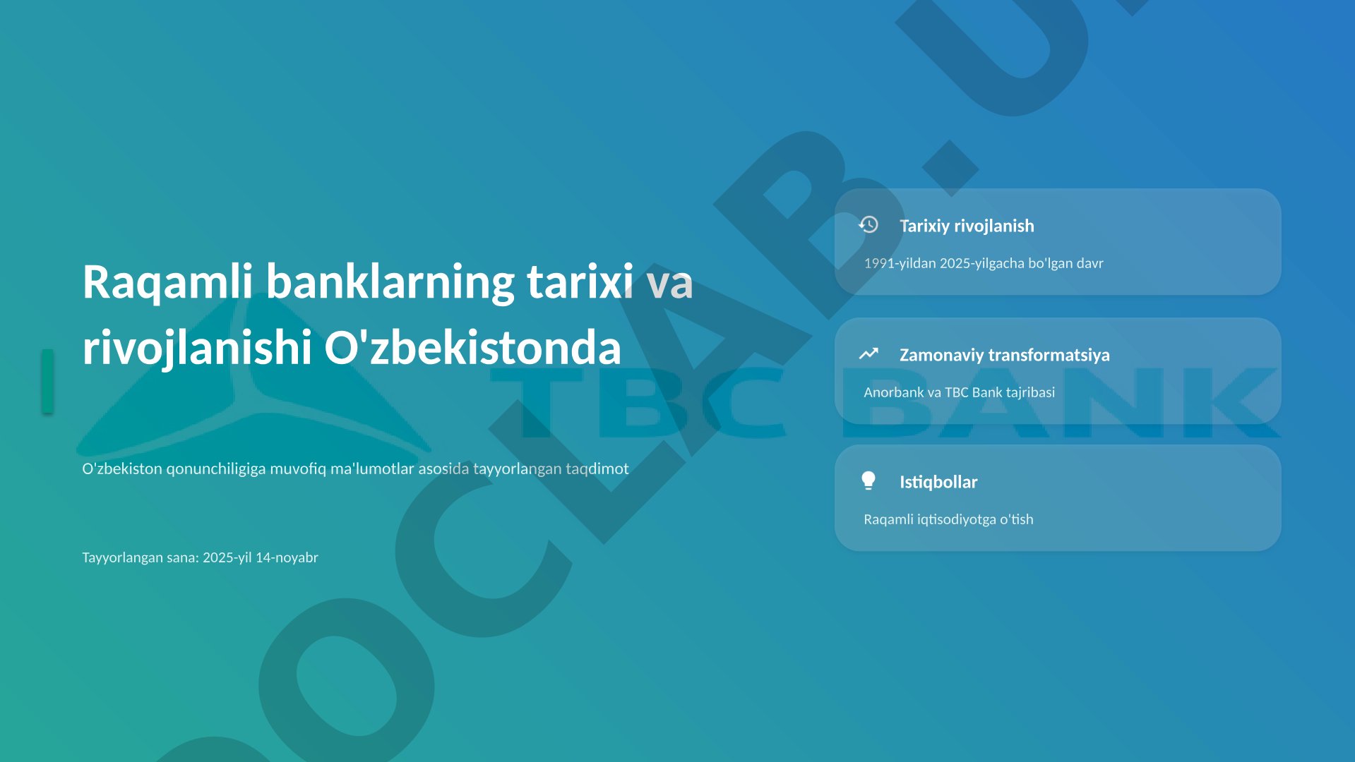 Raqamli banklarning tarixi va rivojlanishi O'zbekistonda